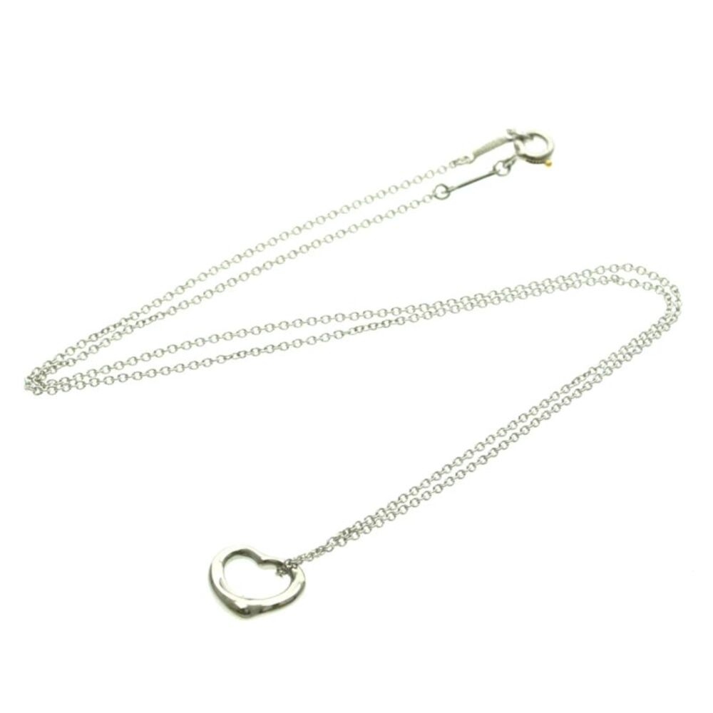 Tiffany & Co. Elsa Peretti Open Heart Pendant Platinum Silver Platinum Necklace